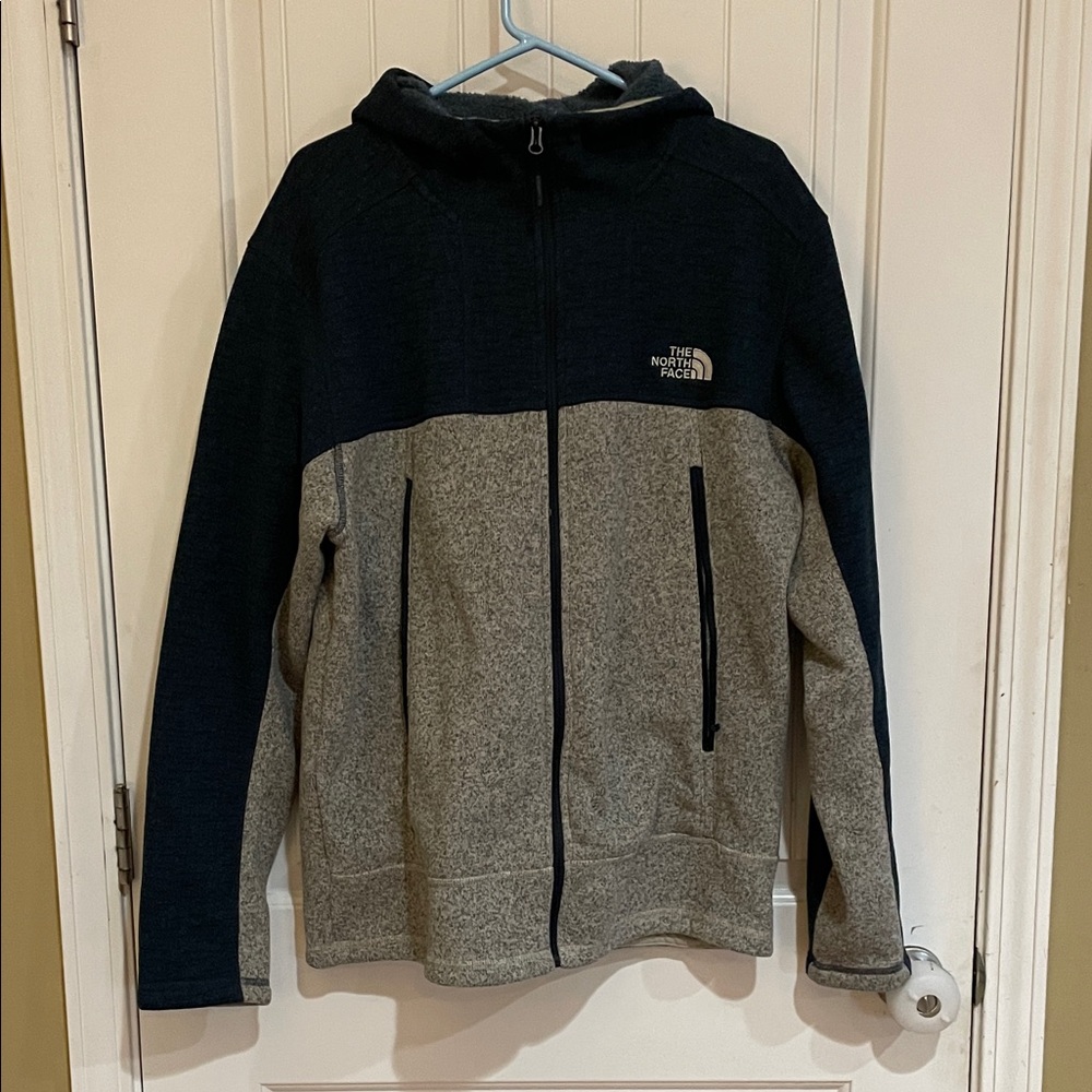 The North Face Men's XL dark blue  Gray Zip-Up jacket EUC